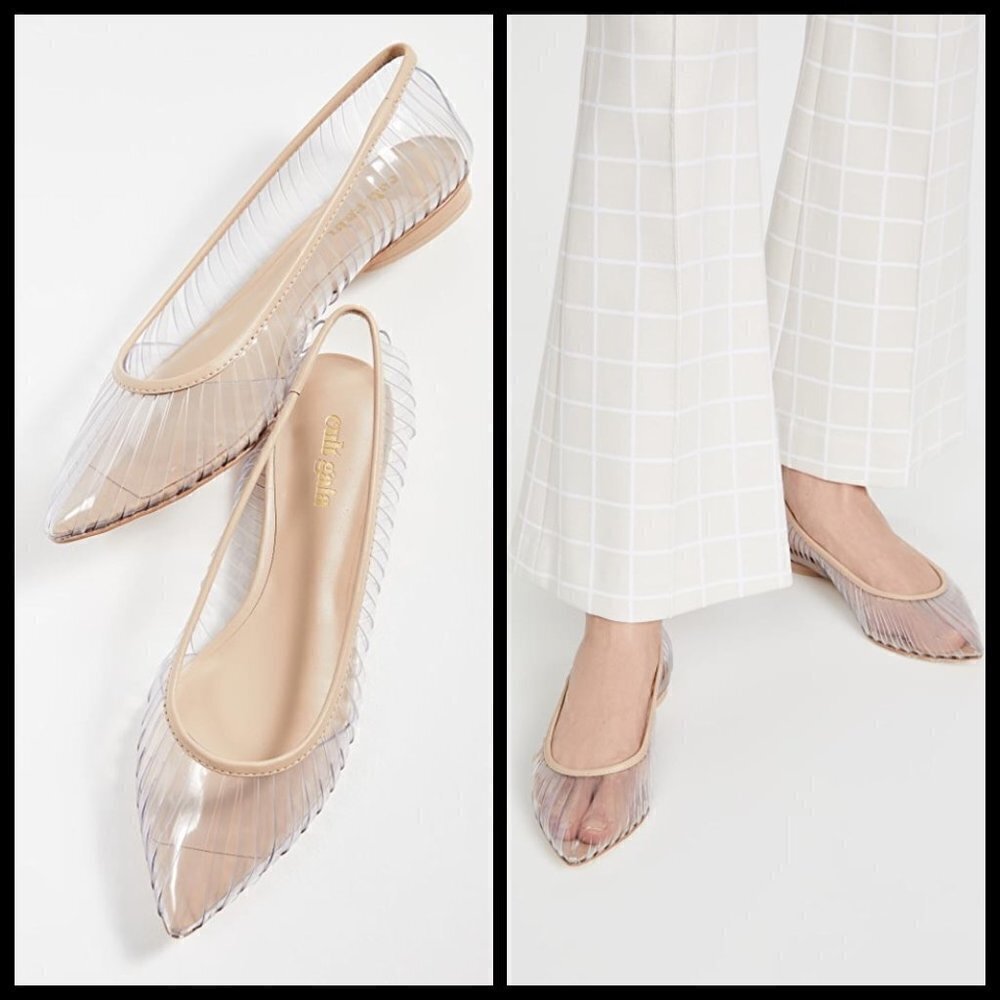 💕CULT GAIA💕 Leena Pointed Toe Transparent Vinyl Cage Flats ~ Clear EU 38 NWT